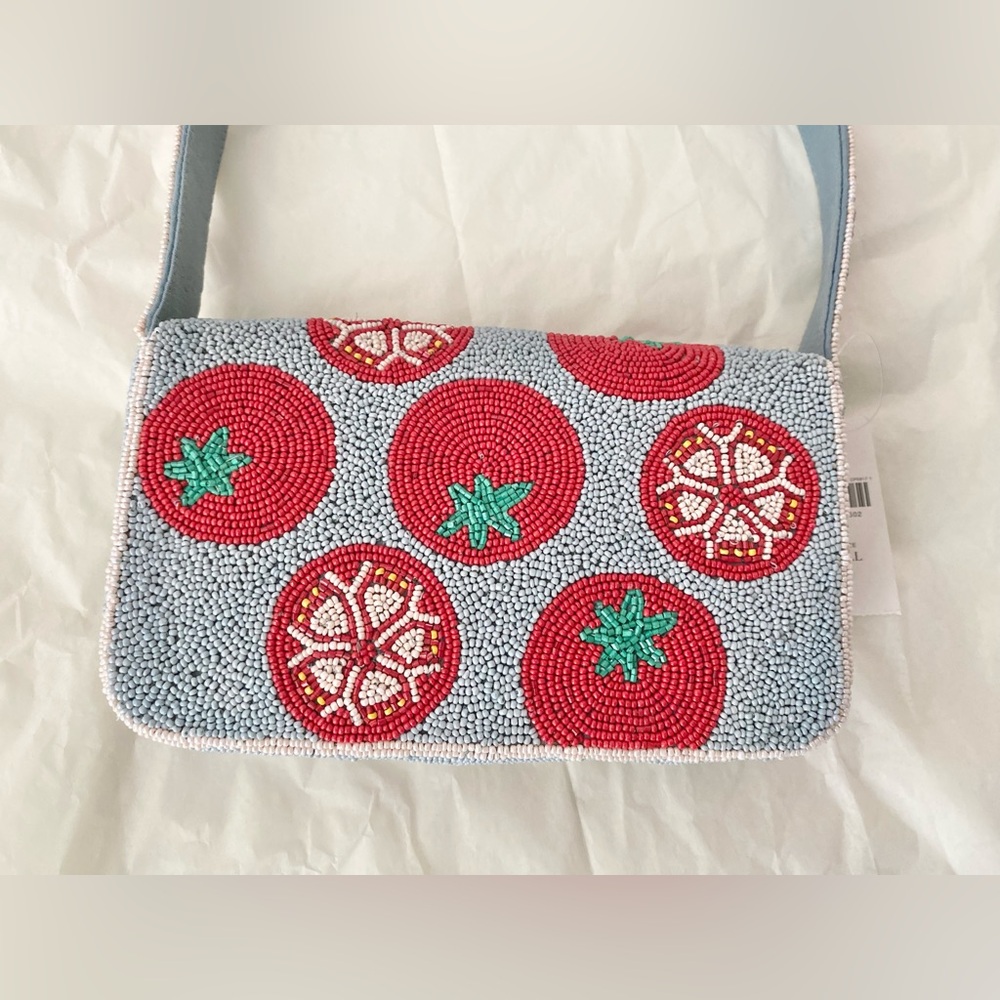 Anthropologie The Fiona Beaded Bag Food & Drink Edition Tomato - NWT - Picture 7 of 7